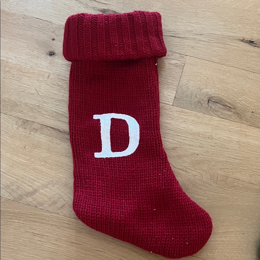 Target Red Knit Stocking with White Initial